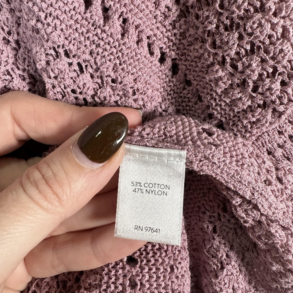 J Jill Sweater Large Petite Purple Open Knit Scoop Neck Pullover Lightweight - Picture 8 of 10